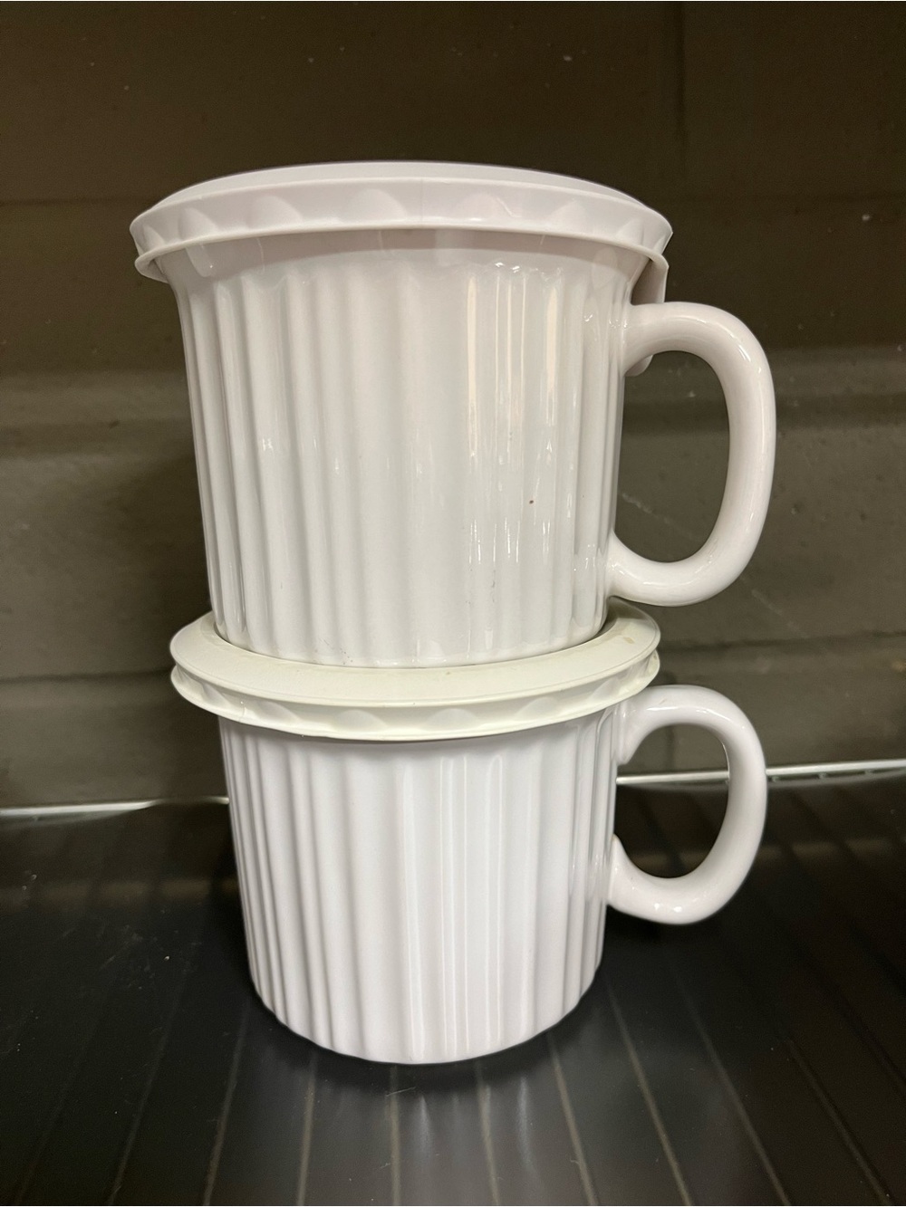 Corningware  French White 20oz Meal Mug with Vented Lids  - Set of 2